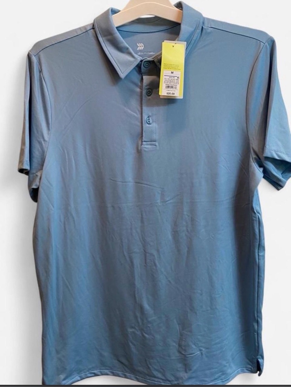 Men's Light Blue Performance Jersey Polo Shirt - Picture 2 of 4
